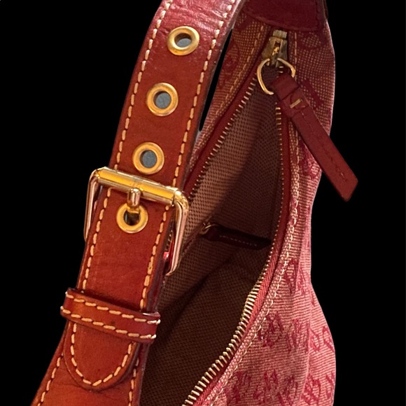 Red Dooney & Bourke Leather & Canvas Signature Bag - Picture 5 of 11